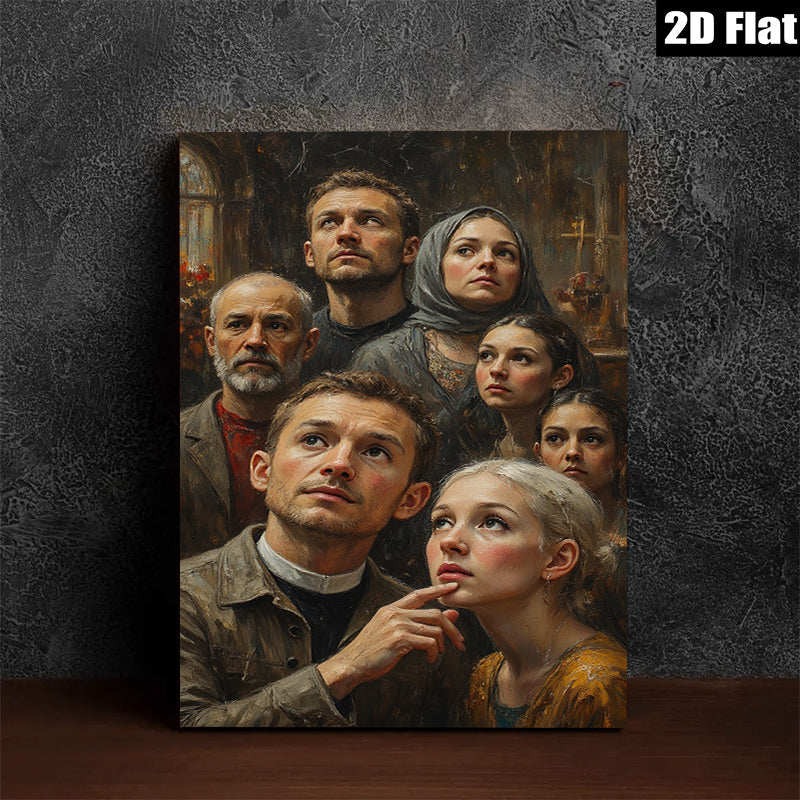 2D flat 1pc Hopeful Gaze Family Portrait Canvas Wall Art for Living Room Bedroom Home Decor Farmhouse Style Gallery Wrapped Prints