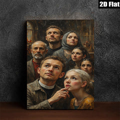 2D flat 1pc Hopeful Gaze Family Portrait Canvas Wall Art for Living Room Bedroom Home Decor Farmhouse Style Gallery Wrapped Prints