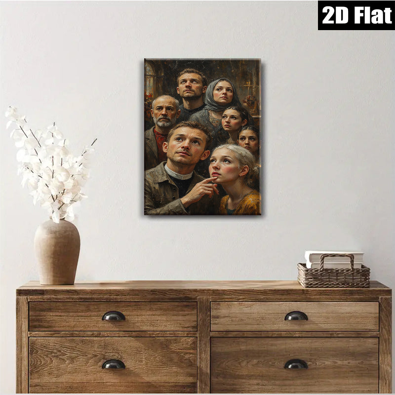 2D flat 1pc Hopeful Gaze Family Portrait Canvas Wall Art for Living Room Bedroom Home Decor Farmhouse Style Gallery Wrapped Prints
