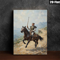 2D flat 1pc Horseback Rider Mountain Vista Canvas Wall Art For Living Room Bedroom Gallery Wrapped Modern Farmhouse Style Decor