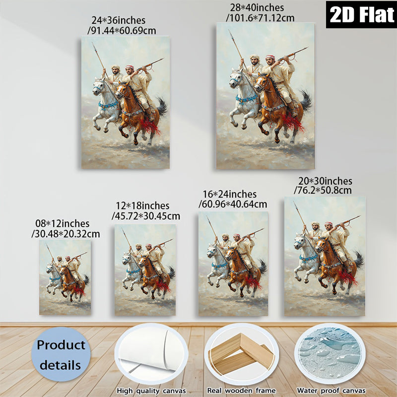 2D flat 1pc Horseback Warriors Riding into Battle Dramatic Canvas Wall Art for Living Room Bedroom Home Decor Farmhouse Style Trending Now