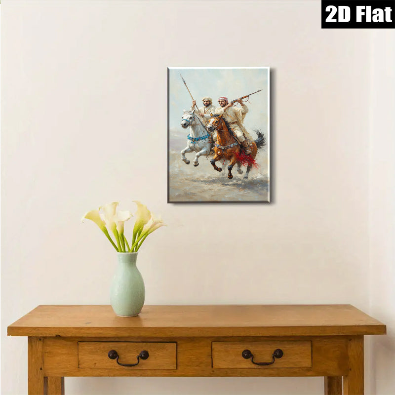 2D flat 1pc Horseback Warriors Riding into Battle Dramatic Canvas Wall Art for Living Room Bedroom Home Decor Farmhouse Style Trending Now