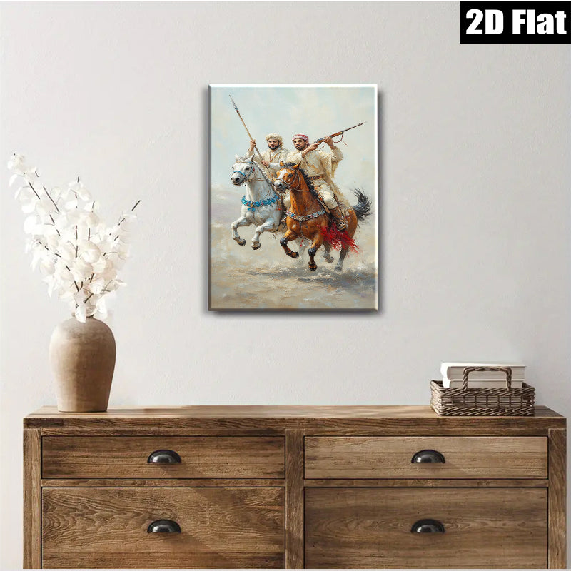 2D flat 1pc Horseback Warriors Riding into Battle Dramatic Canvas Wall Art for Living Room Bedroom Home Decor Farmhouse Style Trending Now