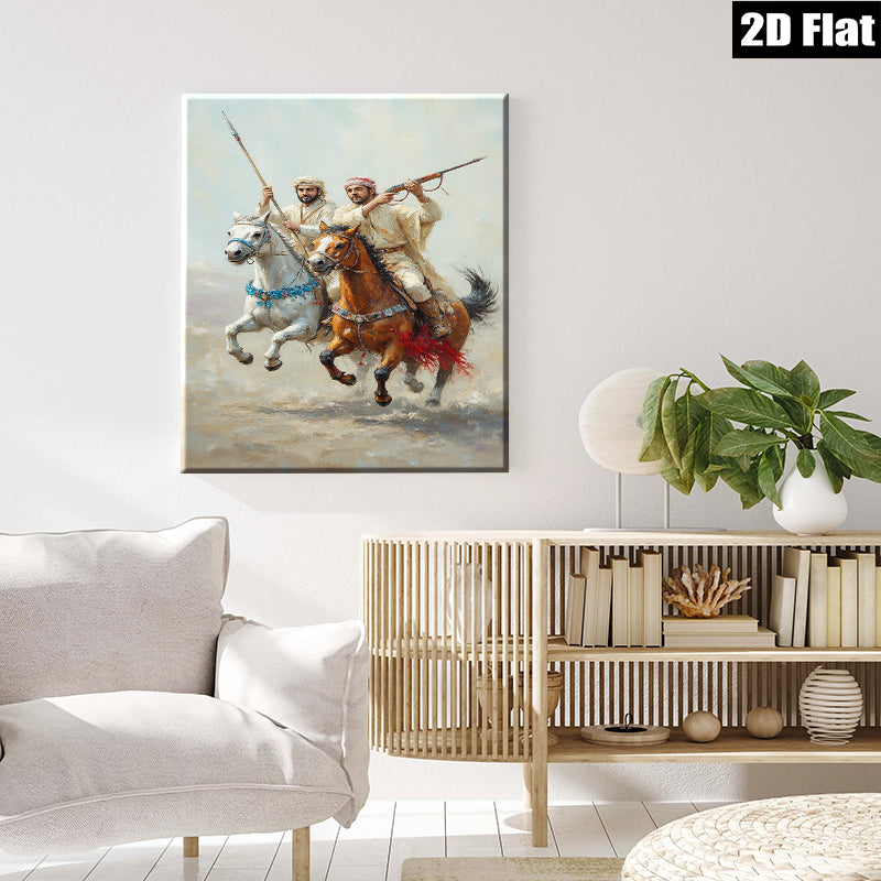 2D flat 1pc Horseback Warriors Riding into Battle Dramatic Canvas Wall Art for Living Room Bedroom Home Decor Farmhouse Style Trending Now