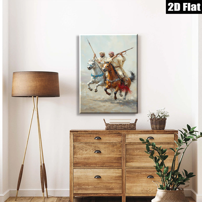 2D flat 1pc Horseback Warriors Riding into Battle Dramatic Canvas Wall Art for Living Room Bedroom Home Decor Farmhouse Style Trending Now