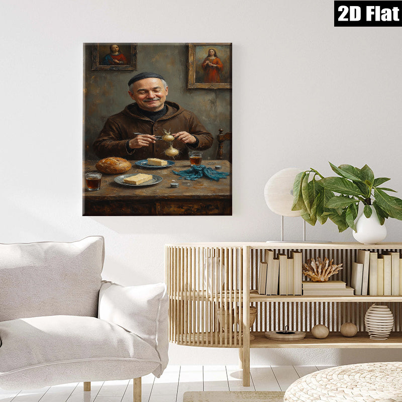 2D flat 1pc Humble Artisan Preparing Meal Rustic Kitchen Wall Art Dining Room Decor Farmhouse Style Canvas Prints for Living Room Bedroom Gallery Wrapped