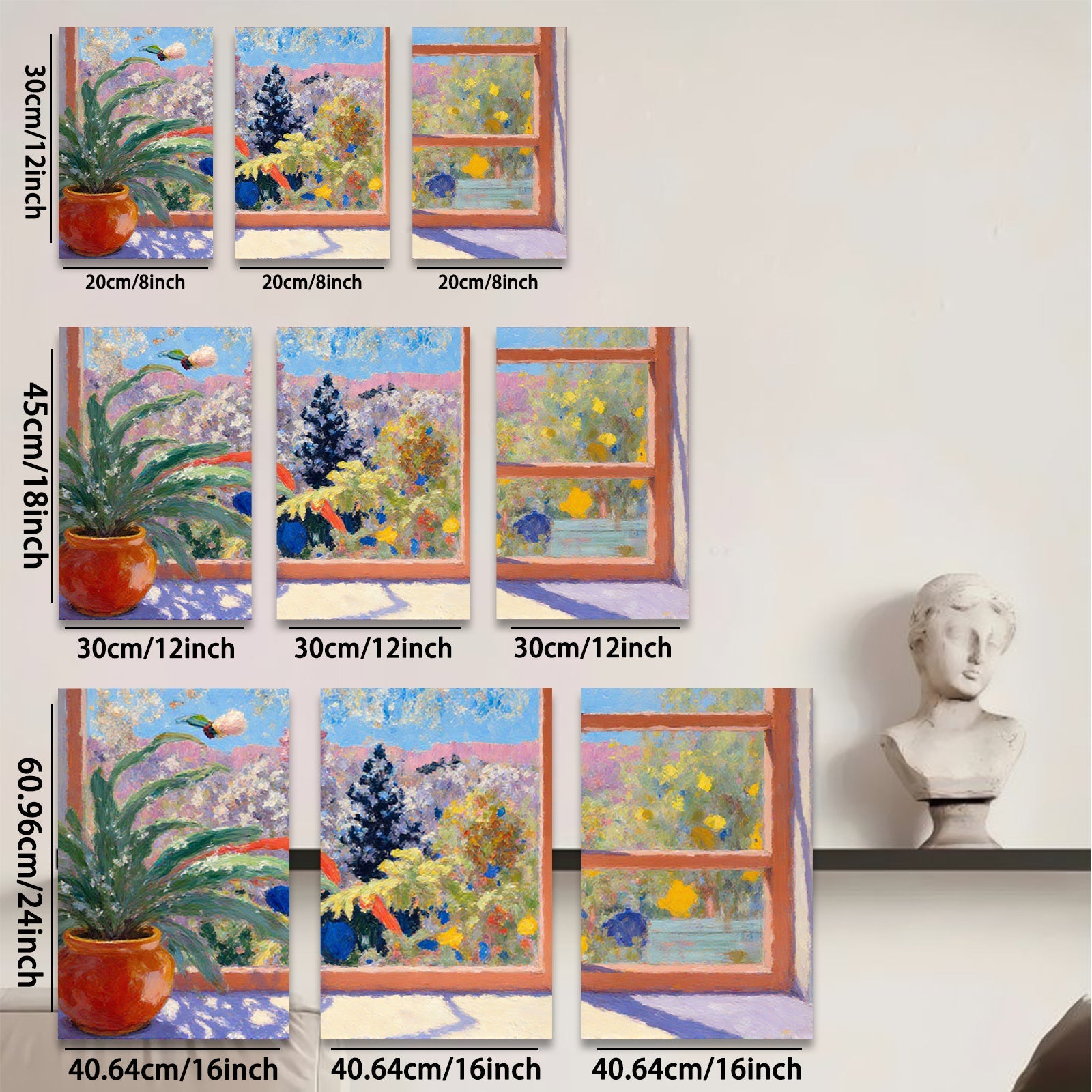 2D flat 1pc Hummingbird Garden Window View Floral Wall Art Living Room Bedroom Decor Modern Farmhouse Style Canvas Prints Ready to Hang