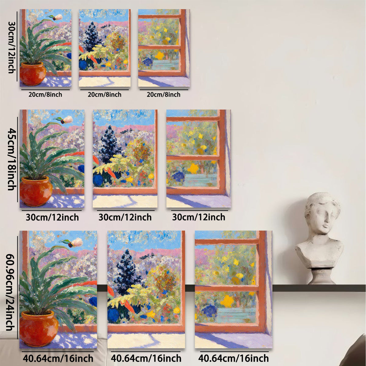 2D flat 1pc Hummingbird Garden Window View Floral Wall Art Living Room Bedroom Decor Modern Farmhouse Style Canvas Prints Ready to Hang