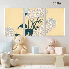 2D flat 1pc Hydrangea Bloom Botanical Wall Art Floral Gallery Wrapped Canvas Print for Living Room Bedroom Home Decor Farmhouse Style