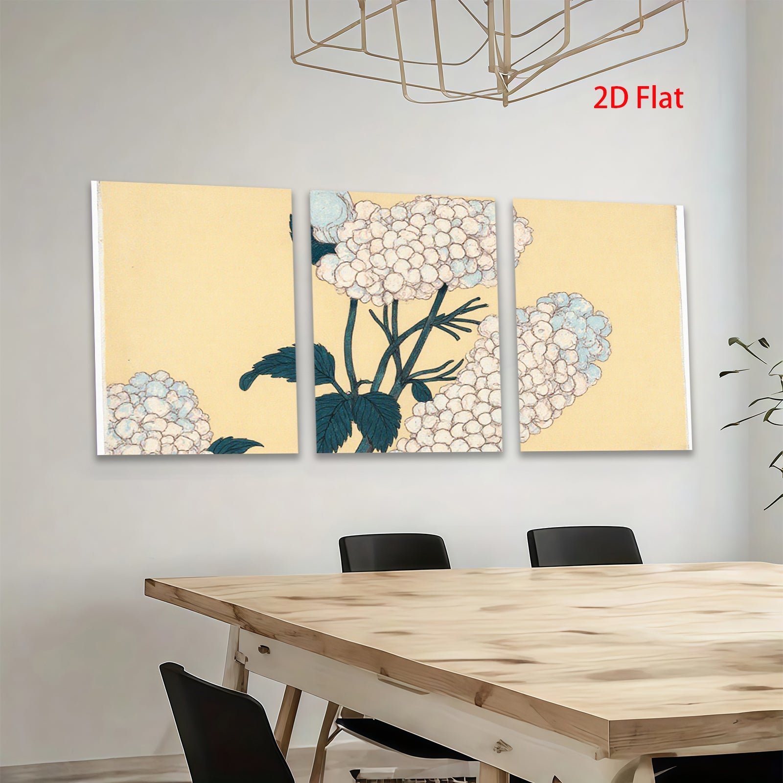 2D flat 1pc Hydrangea Bloom Botanical Wall Art Floral Gallery Wrapped Canvas Print for Living Room Bedroom Home Decor Farmhouse Style
