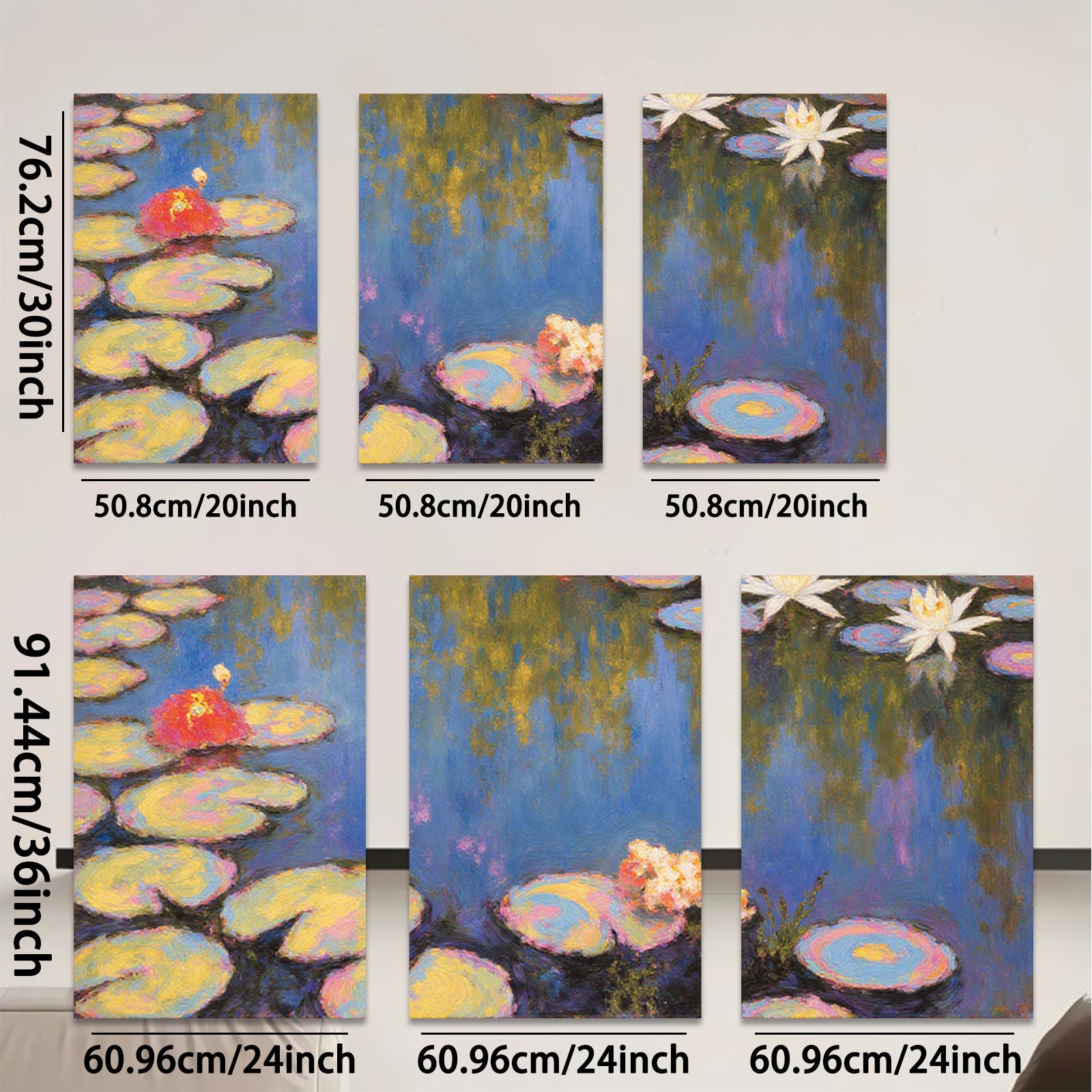 2D flat 1pc Impressionist Lily Pads Water Garden Wall Art Canvas Prints for Living Room Bedroom Bathroom Home Decor Modern Farmhouse Style