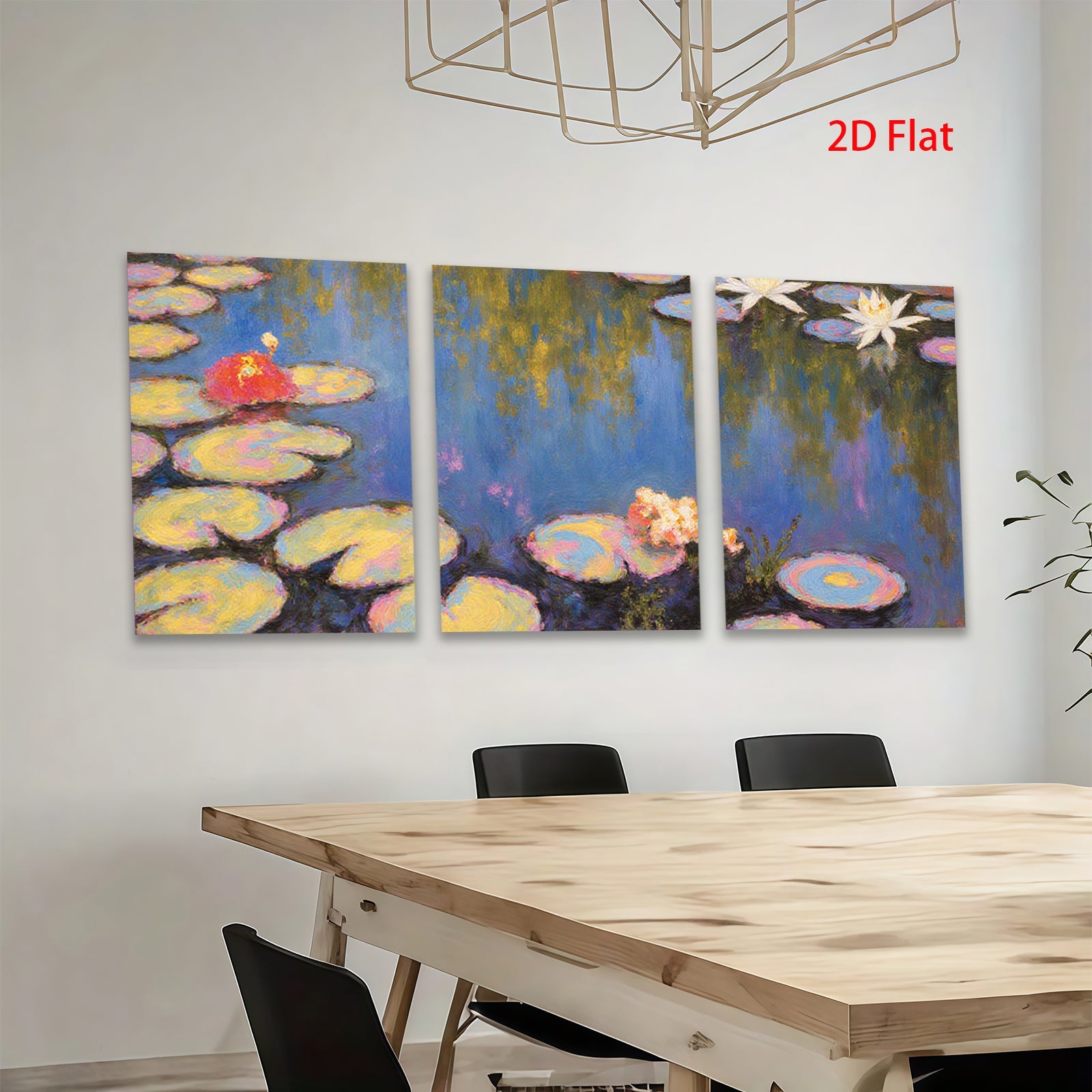 2D flat 1pc Impressionist Lily Pads Water Garden Wall Art Canvas Prints for Living Room Bedroom Bathroom Home Decor Modern Farmhouse Style