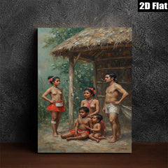 2D flat 1pc Indigenous Family Portrait Tropical Scene Wall Art Living Room Bedroom Decor Farmhouse Style Canvas Prints Modern Artwork Home Decorations