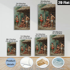 2D flat 1pc Indigenous Family Portrait Tropical Scene Wall Art Living Room Bedroom Decor Farmhouse Style Canvas Prints Modern Artwork Home Decorations