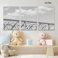 2D flat 1pc Industrial Steel Bridge Architecture Modern Farmhouse Wall Decor Living Room Bedroom Canvas Print Rustic Chic Gallery Wrapped Art