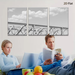 2D flat 1pc Industrial Steel Bridge Architecture Modern Farmhouse Wall Decor Living Room Bedroom Canvas Print Rustic Chic Gallery Wrapped Art