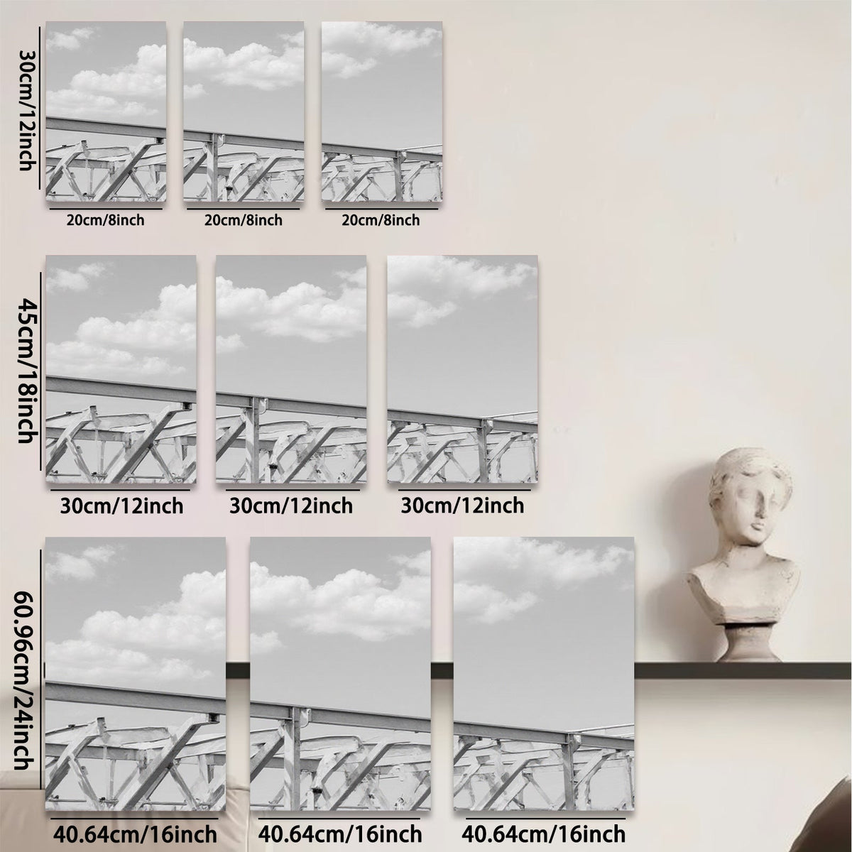 2D flat 1pc Industrial Steel Bridge Architecture Modern Farmhouse Wall Decor Living Room Bedroom Canvas Print Rustic Chic Gallery Wrapped Art