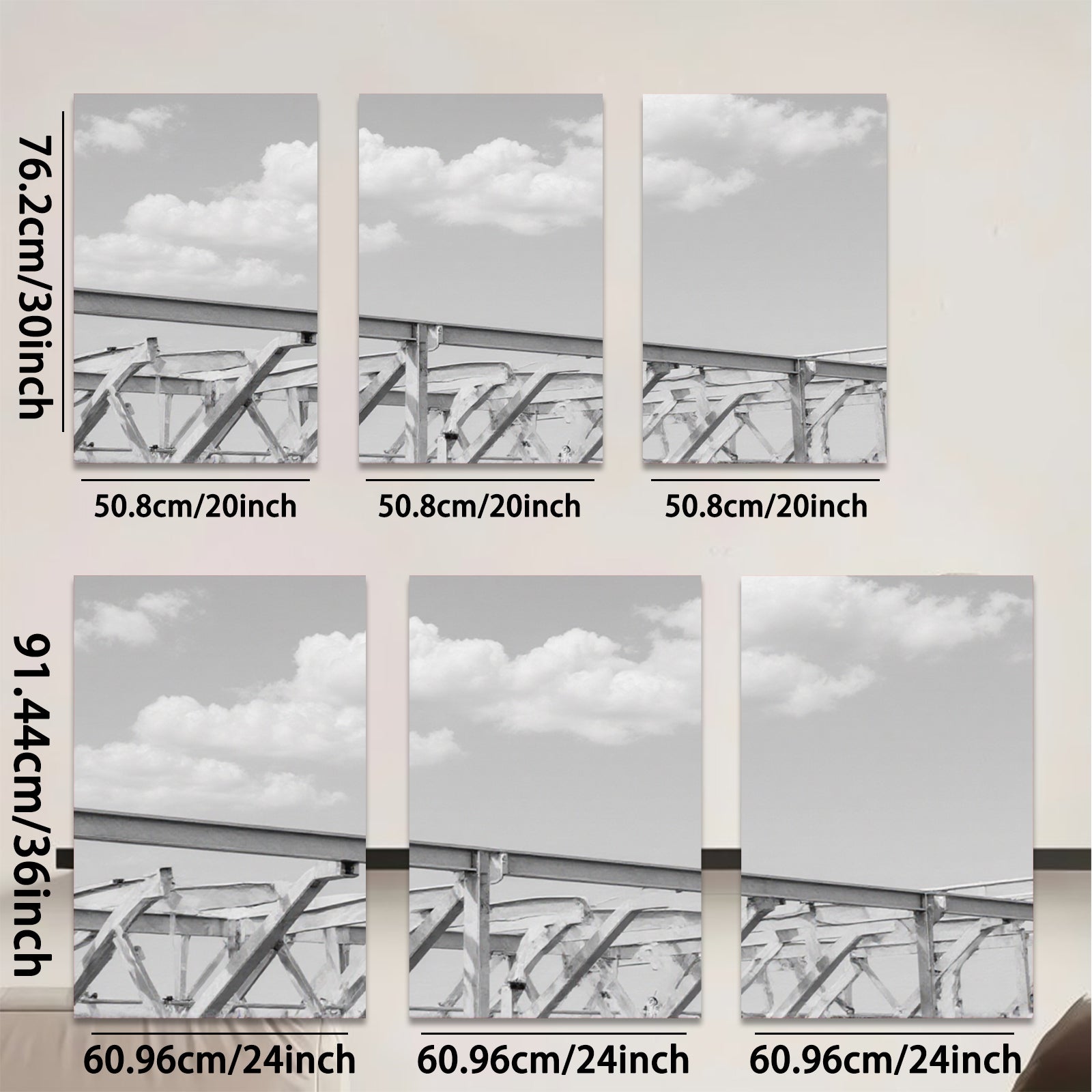 2D flat 1pc Industrial Steel Bridge Architecture Modern Farmhouse Wall Decor Living Room Bedroom Canvas Print Rustic Chic Gallery Wrapped Art