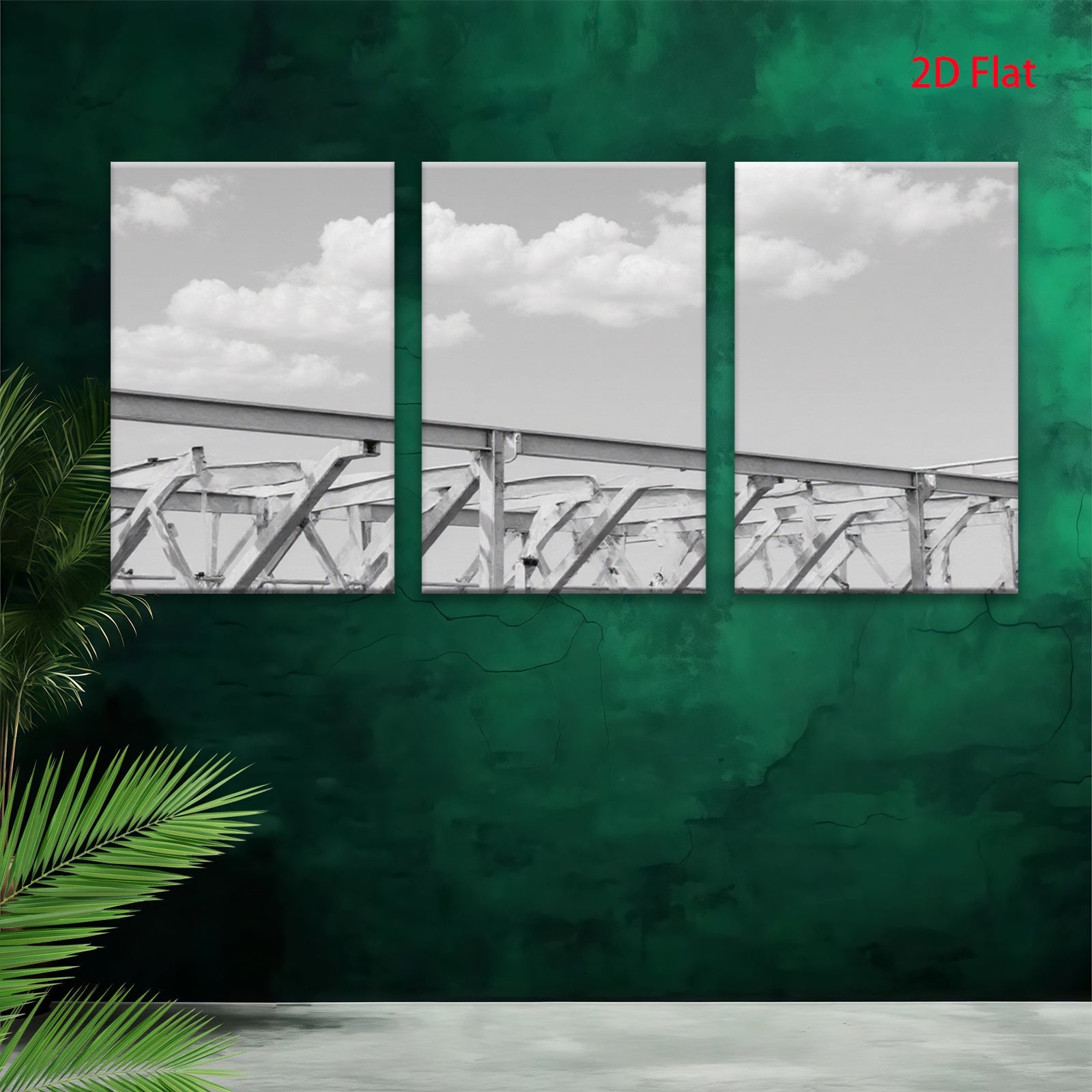 2D flat 1pc Industrial Steel Bridge Architecture Modern Farmhouse Wall Decor Living Room Bedroom Canvas Print Rustic Chic Gallery Wrapped Art