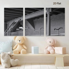 2D flat 1pc Industrial Washroom Scene Minimalist Wall Art Bathroom Decor Modern Farmhouse Style Living Room Gallery Wrapped Canvas Print Home Office Decor Gift Ideas