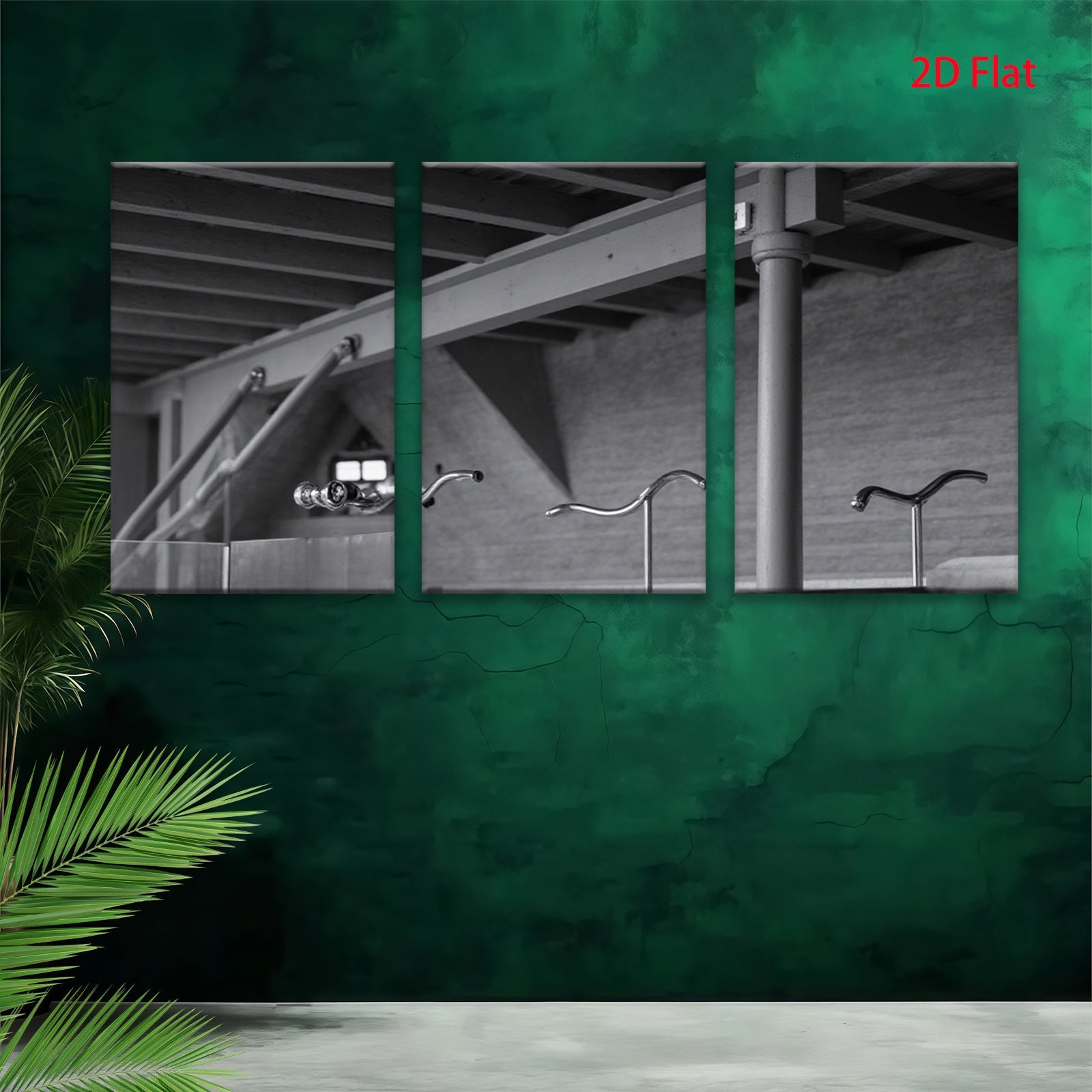 2D flat 1pc Industrial Washroom Scene Minimalist Wall Art Bathroom Decor Modern Farmhouse Style Living Room Gallery Wrapped Canvas Print Home Office Decor Gift Ideas