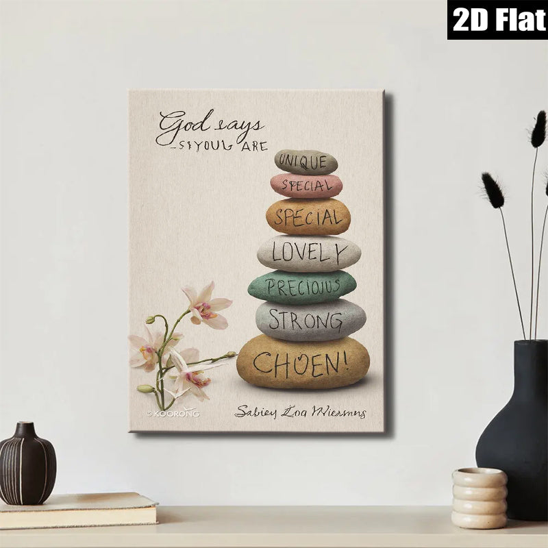 2D flat 1pc Inspirational Stone Stack Wall Art Canvas Prints for Living Room Bedroom Home Decor Motivational Quotes Farmhouse Style Gallery Wrapped Ready to Hang