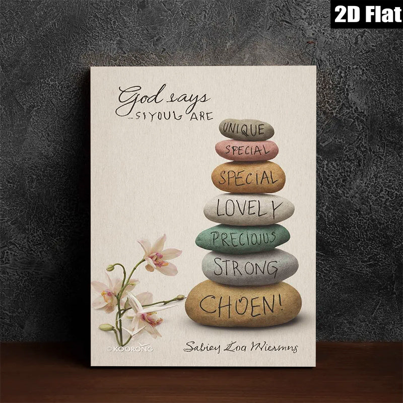 2D flat 1pc Inspirational Stone Stack Wall Art Canvas Prints for Living Room Bedroom Home Decor Motivational Quotes Farmhouse Style Gallery Wrapped Ready to Hang