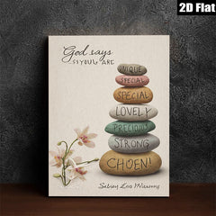 2D flat 1pc Inspirational Stone Stack Wall Art Canvas Prints for Living Room Bedroom Home Decor Motivational Quotes Farmhouse Style Gallery Wrapped Ready to Hang