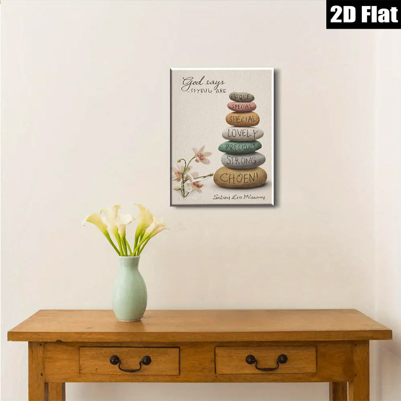 2D flat 1pc Inspirational Stone Stack Wall Art Canvas Prints for Living Room Bedroom Home Decor Motivational Quotes Farmhouse Style Gallery Wrapped Ready to Hang