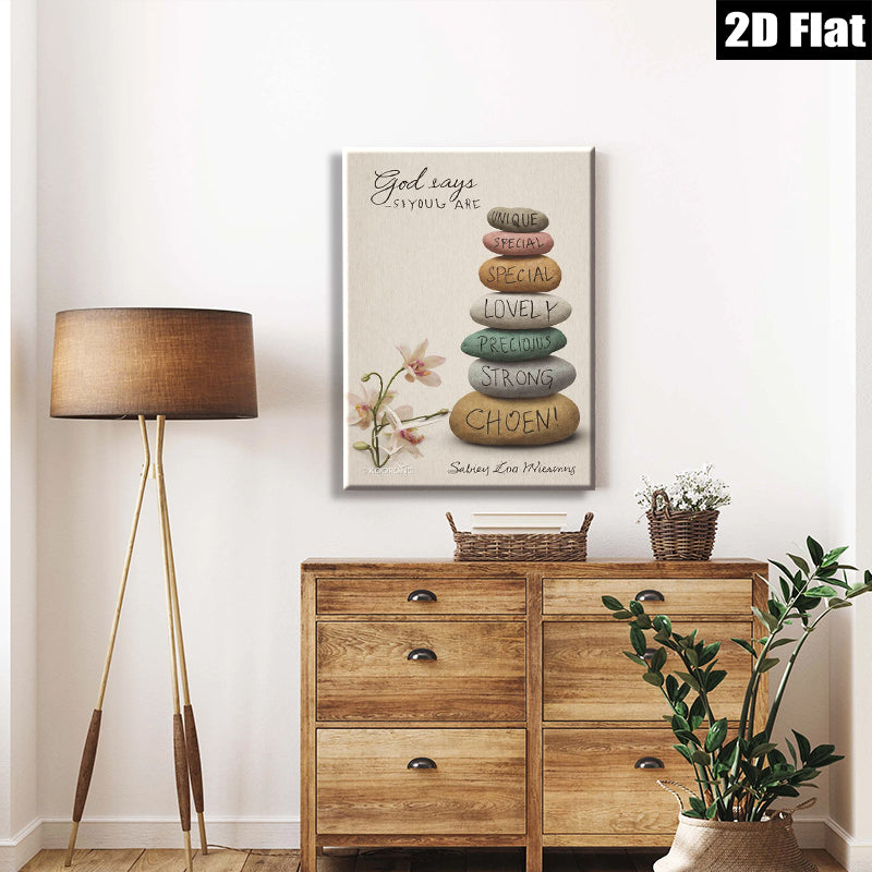 2D flat 1pc Inspirational Stone Stack Wall Art Canvas Prints for Living Room Bedroom Home Decor Motivational Quotes Farmhouse Style Gallery Wrapped Ready to Hang