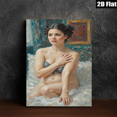 2D flat 1pc Intimate Portrait Woman Nude Figure Painting Living Room Bedroom Wall Decor Canvas Art Modern Farmhouse Style Coastal Aesthetic Gallery Wrapped