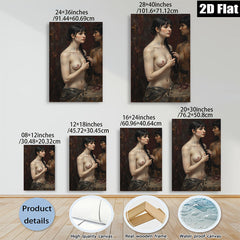 2D flat 1pc Intimate Portrait Woman Reflecting Beauty Bathroom Art Bedroom Living Room Canvas Wall Decor Modern Farmhouse Style