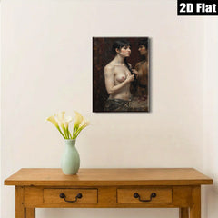 2D flat 1pc Intimate Portrait Woman Reflecting Beauty Bathroom Art Bedroom Living Room Canvas Wall Decor Modern Farmhouse Style