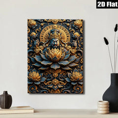 2D flat 1pc Intricate Floral Deity Wall Art Eastern Mysticism Home Decor Living Room Bedroom Gallery Wrapped Canvas Print Modern Farmhouse Aesthetic