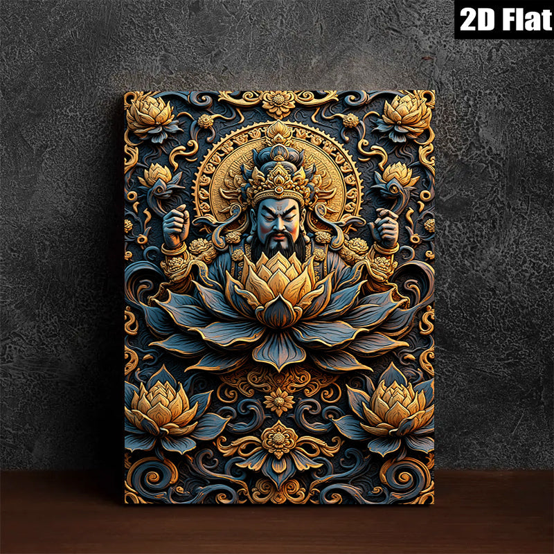 2D flat 1pc Intricate Floral Deity Wall Art Eastern Mysticism Home Decor Living Room Bedroom Gallery Wrapped Canvas Print Modern Farmhouse Aesthetic