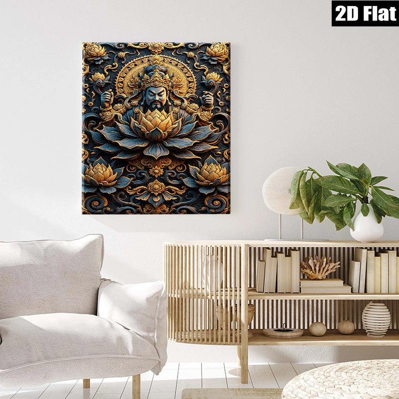 2D flat 1pc Intricate Floral Deity Wall Art Eastern Mysticism Home Decor Living Room Bedroom Gallery Wrapped Canvas Print Modern Farmhouse Aesthetic