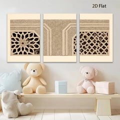 2D flat 1pc Intricate Moorish window design wall art for living room bedroom gallery wrapped canvas modern farmhouse decor