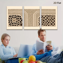2D flat 1pc Intricate Moorish window design wall art for living room bedroom gallery wrapped canvas modern farmhouse decor
