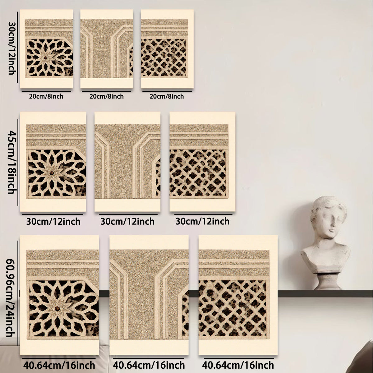 2D flat 1pc Intricate Moorish window design wall art for living room bedroom gallery wrapped canvas modern farmhouse decor