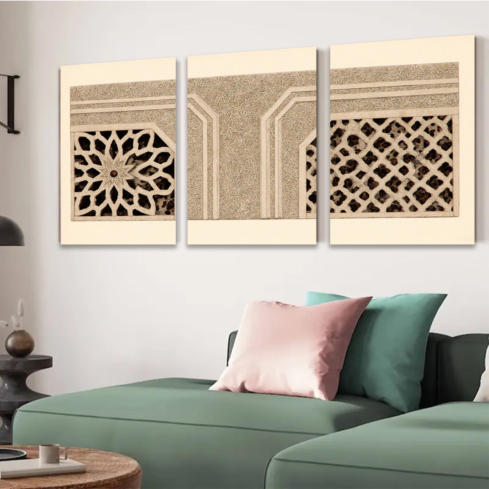 2D flat 1pc Intricate Moorish window design wall art for living room bedroom gallery wrapped canvas modern farmhouse decor