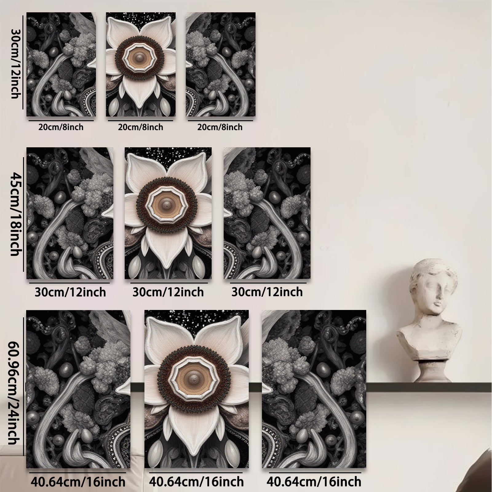 2D flat 1pc Intricate floral bloom detailed botanical artwork gallery wall decor farmhouse living room bedroom modern farmhouse style