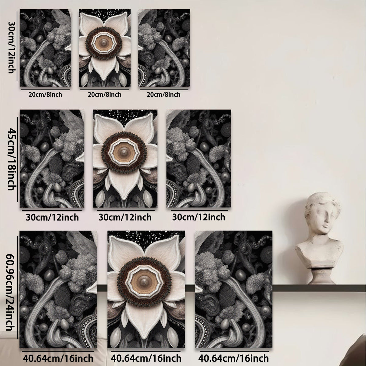 2D flat 1pc Intricate floral bloom detailed botanical artwork gallery wall decor farmhouse living room bedroom modern farmhouse style