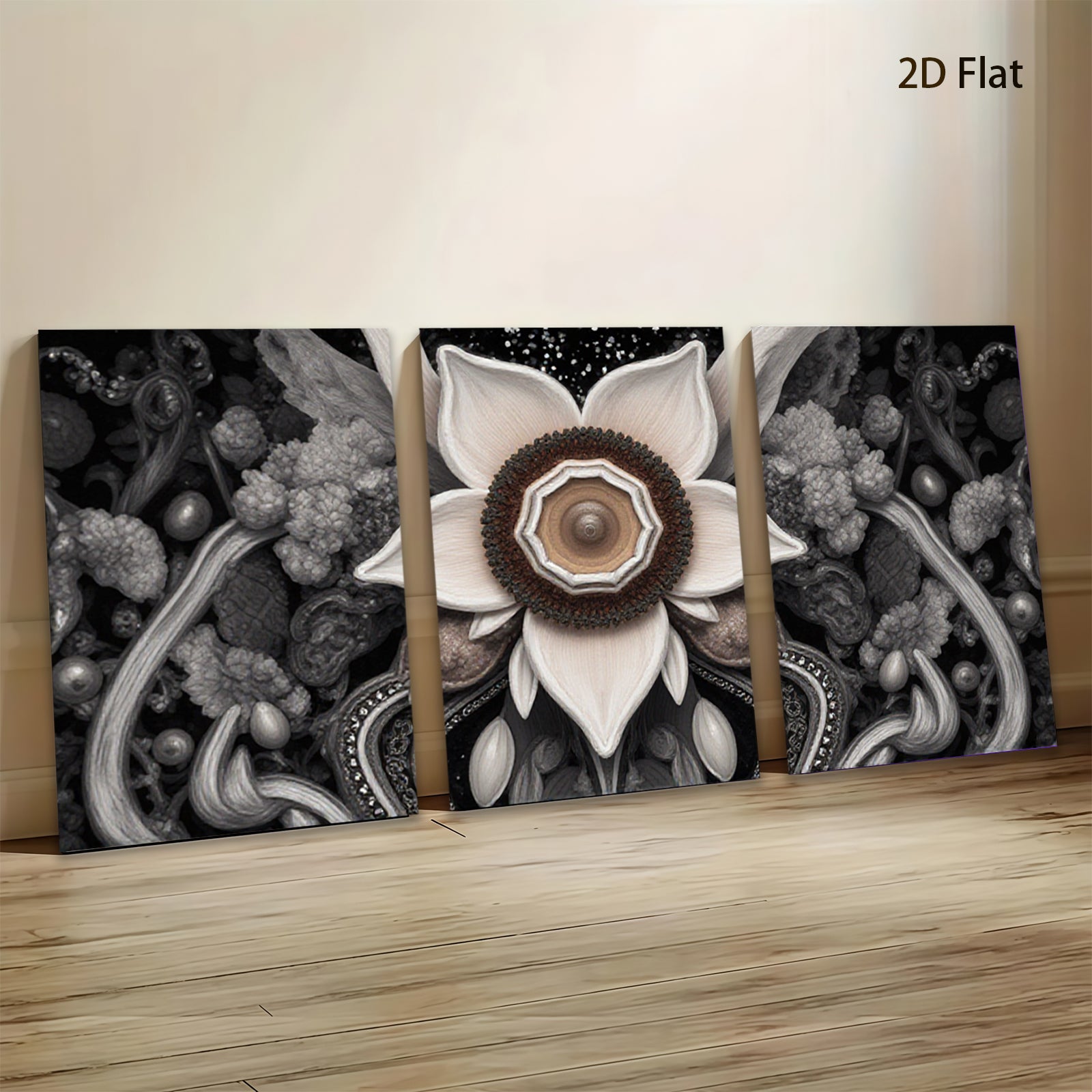 2D flat 1pc Intricate floral bloom detailed botanical artwork gallery wall decor farmhouse living room bedroom modern farmhouse style
