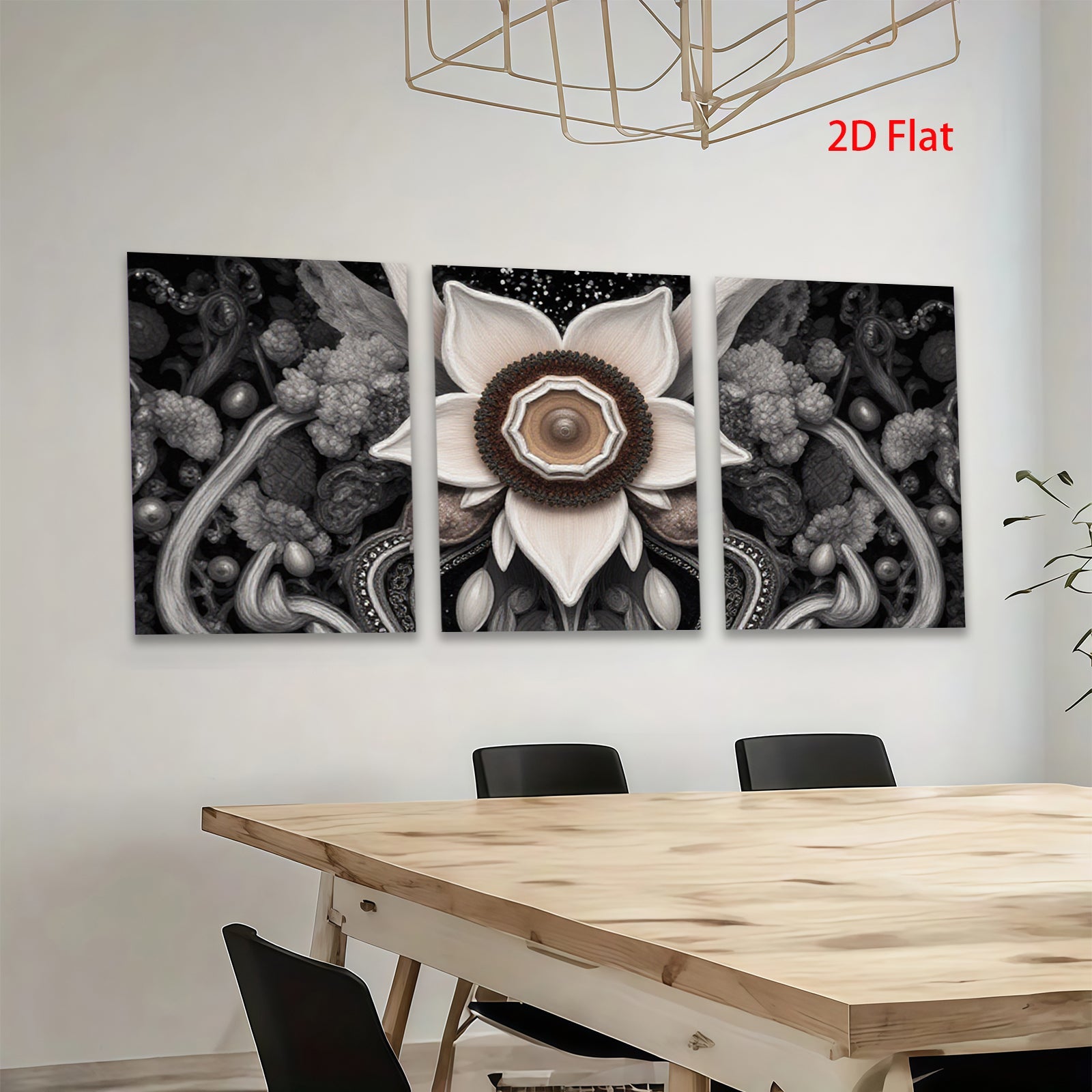 2D flat 1pc Intricate floral bloom detailed botanical artwork gallery wall decor farmhouse living room bedroom modern farmhouse style