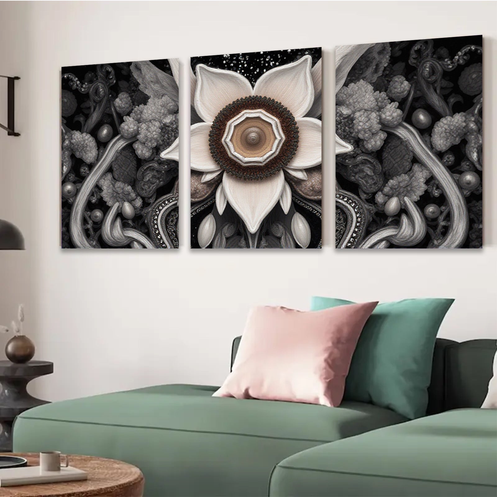 2D flat 1pc Intricate floral bloom detailed botanical artwork gallery wall decor farmhouse living room bedroom modern farmhouse style