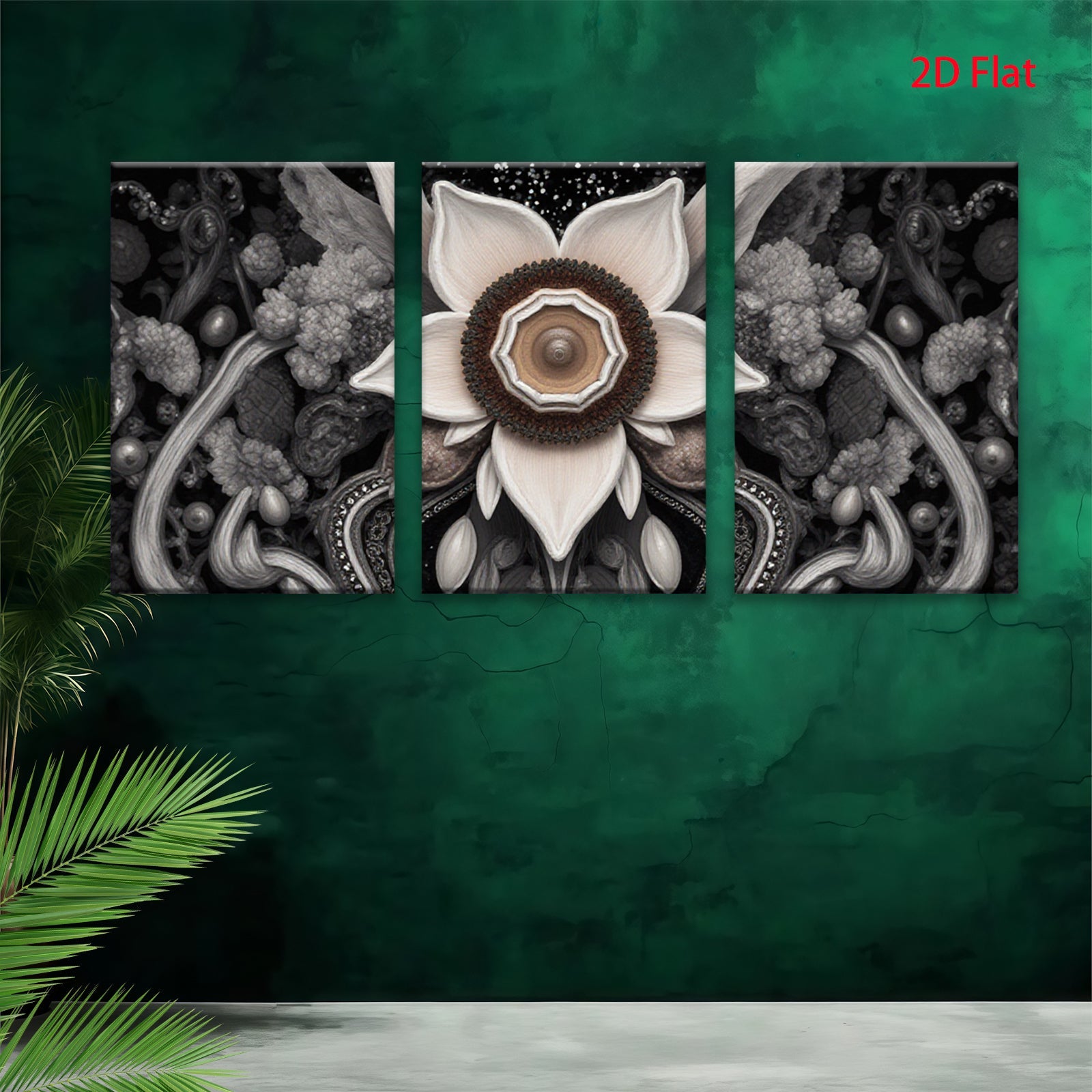 2D flat 1pc Intricate floral bloom detailed botanical artwork gallery wall decor farmhouse living room bedroom modern farmhouse style