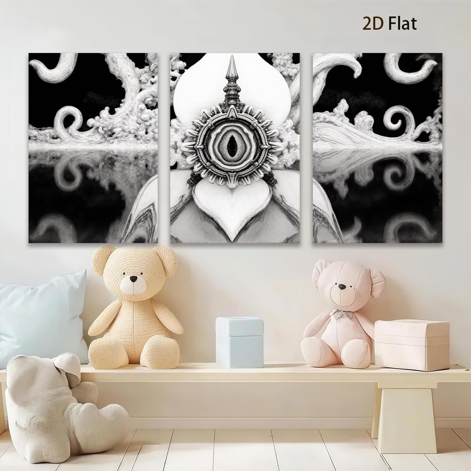 2D flat 1pc Intricate floral design wall art for living room bedroom home decor farmhouse style gallery wrapped canvas prints modern minimalist statement piece