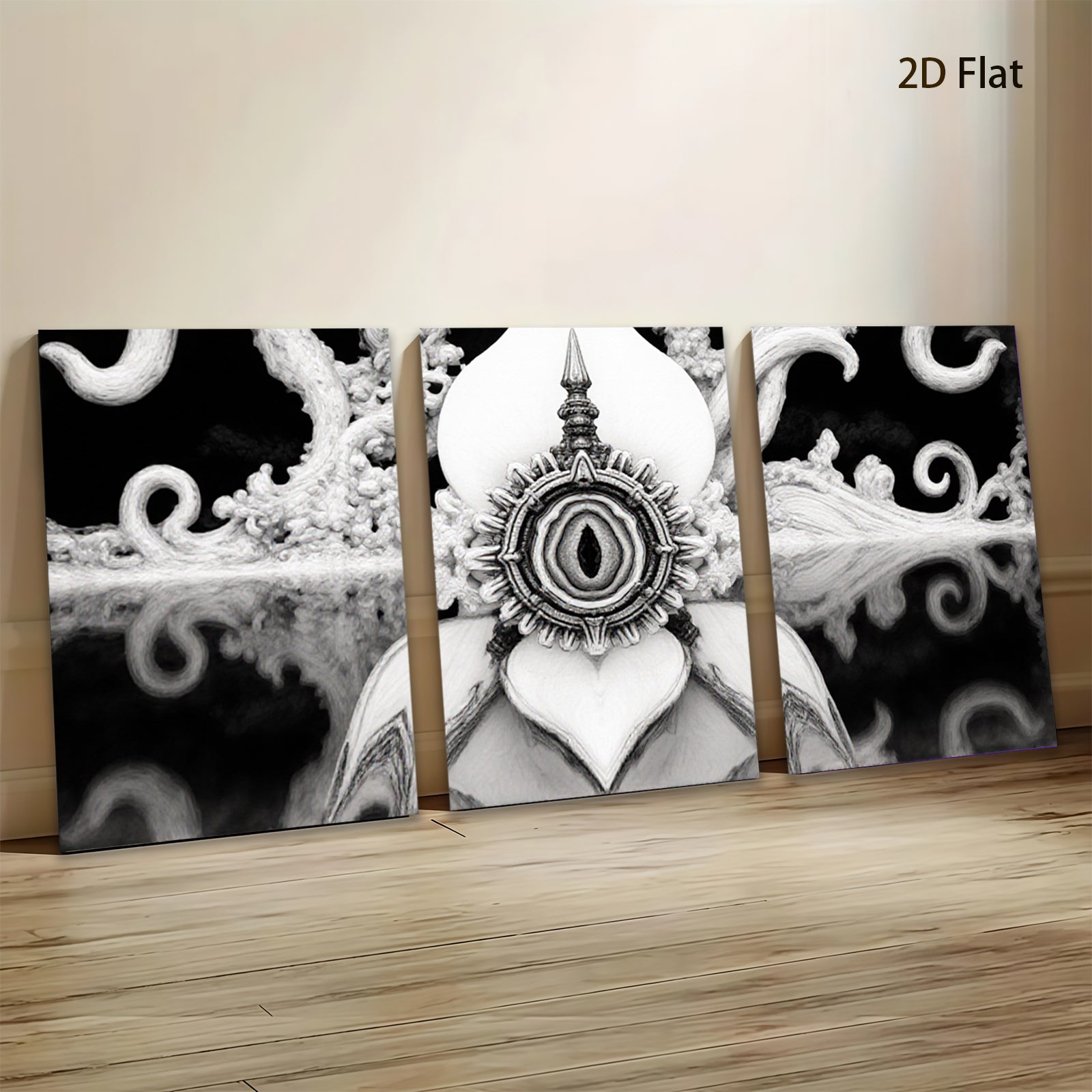 2D flat 1pc Intricate floral design wall art for living room bedroom home decor farmhouse style gallery wrapped canvas prints modern minimalist statement piece