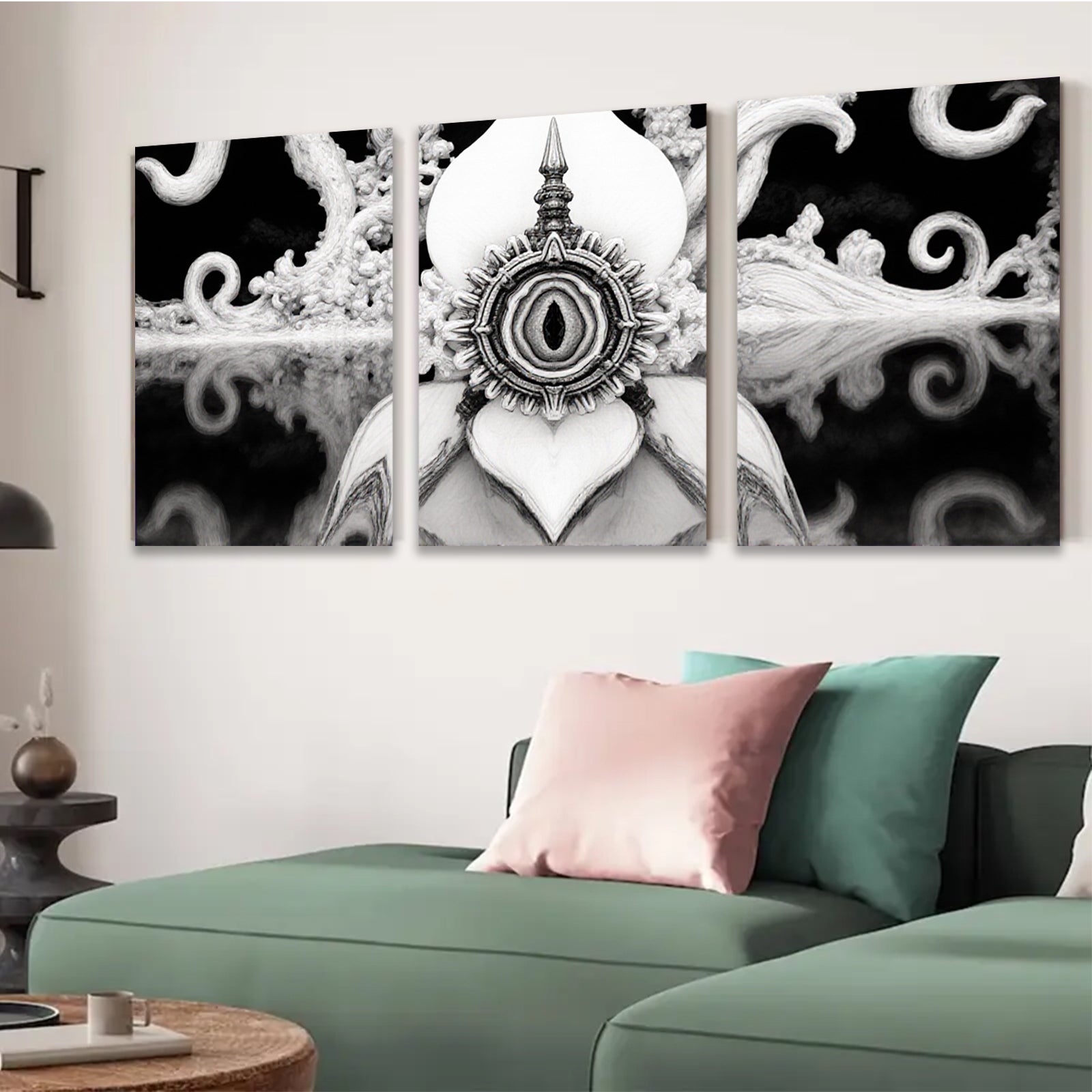 2D flat 1pc Intricate floral design wall art for living room bedroom home decor farmhouse style gallery wrapped canvas prints modern minimalist statement piece