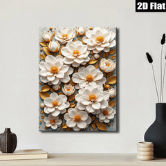2D flat 1pc Ivory Bloom Floral Botanical Wall Art Decor for Living Room Bedroom Modern Farmhouse Gallery Wrapped Canvas Print Cozy Aesthetic